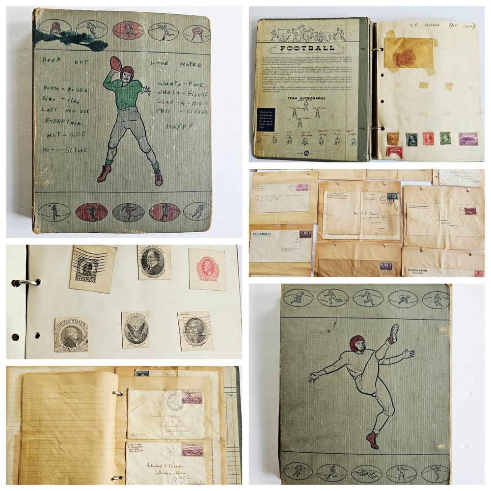 Vintage US Stamp Album 1893 Columbian 1940s NH/ME‎ Postal History Scrapbook WWII